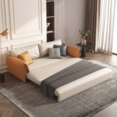 Leather convertible sleeper sofa bed with metal frame and stylish design main product image